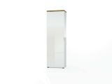 Armadio multiuso 1 anta Tunisi, Mobile multifunzionale, Mobiletto scarpiera, Guardaroba porta scarpe, Made in Italy, 60x40h190 cm, Bianco lucido e Rovere