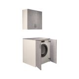 Armadio multiuso 2 ante Atzara, 76x70h90 cm, Bianco e Grigio
