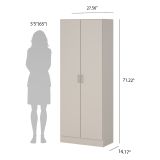 Armadio Multiuso 2 Ante Beige Cashmere 3 Ripiani 2 Ante 70x180h cm, 5 Vani - Soresina