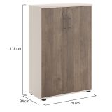 Armadio Multiuso 2 Ante Beige Marrone Noce 2 Ripiani 2 Ante 79x118h cm, 3 Vani - Parabita