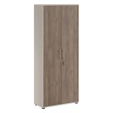 Armadio Multiuso 2 Ante Beige Marrone Noce 4 Ripiani 2 Ante 79x188h cm, 5 Vani - Saponara