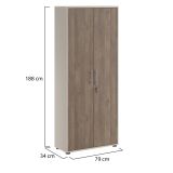 Armadio Multiuso 2 Ante Beige Marrone Noce 4 Ripiani 2 Ante 79x188h cm, 5 Vani - Saponara