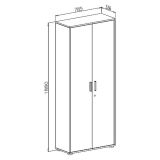 Armadio Multiuso 2 Ante Beige Marrone Noce 4 Ripiani 2 Ante 79x188h cm, 5 Vani - Saponara