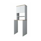 Armadio multiuso 2 ante Bellona, Mobile multifunzionale, Armadietto porta scarpe, Guardaroba porta scope, 65x60h184 cm, Bianco e Noce