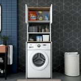 Armadio multiuso 2 ante Bellona, Mobile multifunzionale, Armadietto porta scarpe, Guardaroba porta scope, 65x60h184 cm, Bianco e Noce