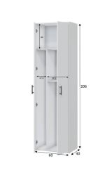 Armadio Multiuso 2 Ante Bianco 2 Ripiani Apertura Battente 60x206h cm, 2 Ante - Strevi