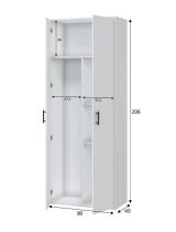 Armadio Multiuso 2 Ante Bianco 3 Ripiani Apertura Battente 80x206h cm, 2 Ante - Mileto