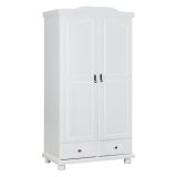 Armadio Multiuso 2 Ante Bianco 4 Ripiani 2 Cassetti 104x200h cm, Appendiabiti - Vernio