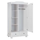 Armadio Multiuso 2 Ante Bianco 4 Ripiani 2 Cassetti 104x200h cm, Appendiabiti - Vernio