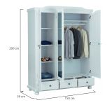 Armadio Multiuso 2 Ante Bianco 4 Ripiani 3 Cassetti 150x200h cm, Apertura Battente - Somma