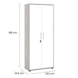 Armadio Multiuso 2 Ante Bianco Grigio Cemento 4 Ripiani Apertura Battente 79x34h cm, 2 Ante - Aveto