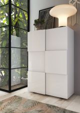 Armadio Multiuso 2 Ante Bianco Lucido 4 Ripiani Cassetti 78x115.5h cm, 5 Vani - Montale