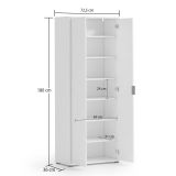 Armadio Multiuso 2 Ante Bianco Lucido Cassetti 6 Ripiani 72.5x180h cm, 2 Ante - Angitola