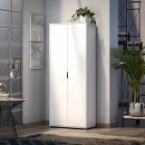 Armadio Multiuso 2 Ante Bianco Lucido Cassetti 6 Ripiani 72.5x180h cm, 2 Ante - Angitola