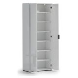 Armadio Multiuso 2 Ante Bianco Lucido Cassetti 6 Ripiani 72.5x180h cm, 2 Ante - Angitola
