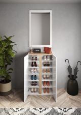 Armadio Multiuso 2 Ante Bianco Lucido Marrone 5 Ripiani Apertura Manuale 70x111h cm, 6 Vani - Vignone