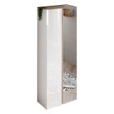 Armadio Multiuso 2 Ante Bianco Lucido Trasparente 8 Ripiani Cassetti 70x185h cm, 9 Vani - Gradoli