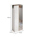 Armadio Multiuso 2 Ante Bianco Lucido Trasparente 8 Ripiani Cassetti 70x185h cm, 9 Vani - Gradoli