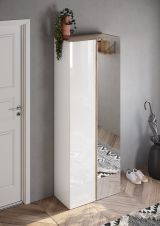 Armadio Multiuso 2 Ante Bianco Lucido Trasparente 8 Ripiani Cassetti 70x185h cm, 9 Vani - Gradoli
