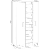 Armadio multiuso 2 ante Dfische, 55x35 h108 cm, Bianco opaco