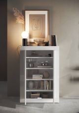 Armadio multiuso 2 ante Endine, Mobile multifunzionale, Mobiletto scarpiera, Guardaroba porta scarpe, Made in Italy, 78x35 h113 cm, Bianco