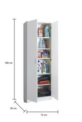 Armadio multiuso 2 ante Ermanno, 72x36h186 cm, Bianco