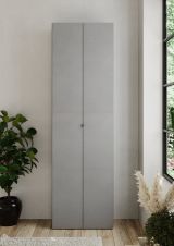 Armadio Multiuso 2 Ante Grigio Cemento 10 Ripiani Apertura Maniglia 63x212h cm, 2 Ante - Ruggiero