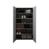 Armadio Multiuso 2 Ante Grigio Cemento 5 Ripiani Apertura Manuale 63x114h cm, 2 Ante - Floro