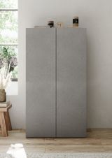 Armadio Multiuso 2 Ante Grigio Cemento 5 Ripiani Apertura Manuale 63x114h cm, 2 Ante - Floro