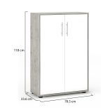 Armadio Multiuso 2 Ante Grigio Cemento Bianco Cassetti 4 Ripiani 79x118h cm, 2 Ante - Parabita