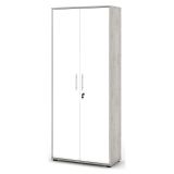 Armadio Multiuso 2 Ante Grigio Cemento Bianco Cassetti 4 Ripiani 79x188h cm, 2 Ante - Saponara