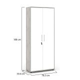 Armadio Multiuso 2 Ante Grigio Cemento Bianco Cassetti 4 Ripiani 79x188h cm, 2 Ante - Saponara
