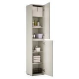 Armadio Multiuso 2 Ante Grigio Chiaro 5 Ripiani 2 Ante 45x195h cm, Gola per Apertura Ante Made in Italy - Daisuke