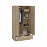 Armadio Multiuso 2 Ante Marrone Maniglie Incluse Materiale Anta in Legno Nobilitato 98.9x200.6h cm, Materiale Ripiano in Legno Nobilitato - Germano