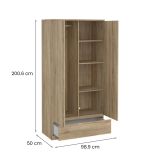 Armadio Multiuso 2 Ante Marrone Maniglie Incluse Materiale Anta in Legno Nobilitato 98.9x200.6h cm, Materiale Ripiano in Legno Nobilitato - Germano
