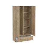Armadio Multiuso 2 Ante Marrone Maniglie Incluse Materiale Anta in Legno Nobilitato 98.9x200.6h cm, Materiale Ripiano in Legno Nobilitato - Germano