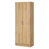 Armadio Multiuso 2 Ante Marrone Rovere 3 Ripiani 2 Ante 70x181h cm, 5 Vani - Soresina