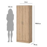 Armadio Multiuso 2 Ante Marrone Rovere 3 Ripiani 2 Ante 70x181h cm, 5 Vani - Soresina