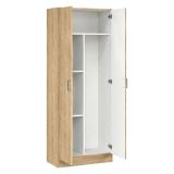 Armadio Multiuso 2 Ante Marrone Rovere 3 Ripiani 2 Ante 70x181h cm, 5 Vani - Soresina