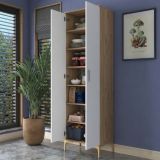 Armadio Multiuso 2 Ante Marrone Rovere 7 Ripiani 2 Ante 60x199h cm, 7 Vani - Garbagna