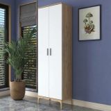 Armadio Multiuso 2 Ante Marrone Rovere 7 Ripiani 2 Ante 60x199h cm, 7 Vani - Garbagna