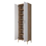 Armadio Multiuso 2 Ante Marrone Rovere 7 Ripiani 2 Ante 60x199h cm, 7 Vani - Garbagna