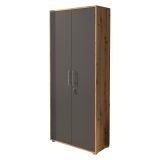 Armadio Multiuso 2 Ante Marrone Rovere Nero Antracite Cassetti 4 Ripiani 79x188h cm, 2 Ante - Saponara