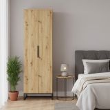 Armadio Multiuso 2 Ante Marrone Rovere Nodi 5 Ripiani 2 Ante 68x197h cm, 6 Vani - Casazza