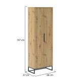 Armadio Multiuso 2 Ante Marrone Rovere Nodi 5 Ripiani 2 Ante 68x197h cm, 6 Vani - Casazza