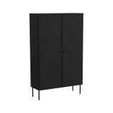 Armadio multiuso 2 ante Montijo, Mobile multifunzionale, Mobiletto scarpiera, Guardaroba porta scarpe, 100x39 h166 cm, Nero