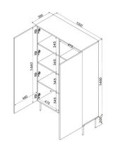Armadio Multiuso 2 Ante Nero 6 Ripiani 2 Ante 100x166h cm, 8 Vani - Sedilo