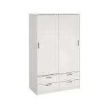 Armadio multiuso 2 ante Regine, Mobile multifunzionale, Mobiletto scarpiera, Guardaroba porta scarpe, 121x60 h200 cm, Bianco