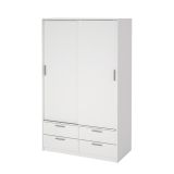 Armadio multiuso 2 ante Regine, Mobile multifunzionale, Mobiletto scarpiera, Guardaroba porta scarpe, 121x60 h200 cm, Bianco