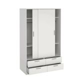 Armadio multiuso 2 ante Regine, Mobile multifunzionale, Mobiletto scarpiera, Guardaroba porta scarpe, 121x60 h200 cm, Bianco